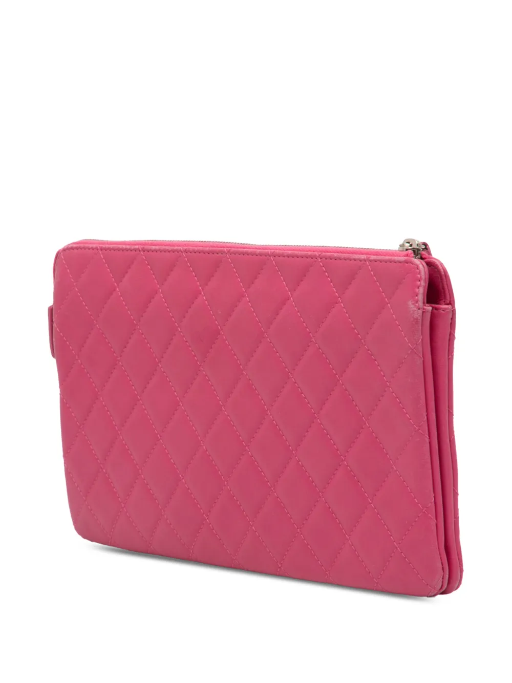 2015-2016 Quilted Caviar Cc Enamel Double Zip Clutch Bag