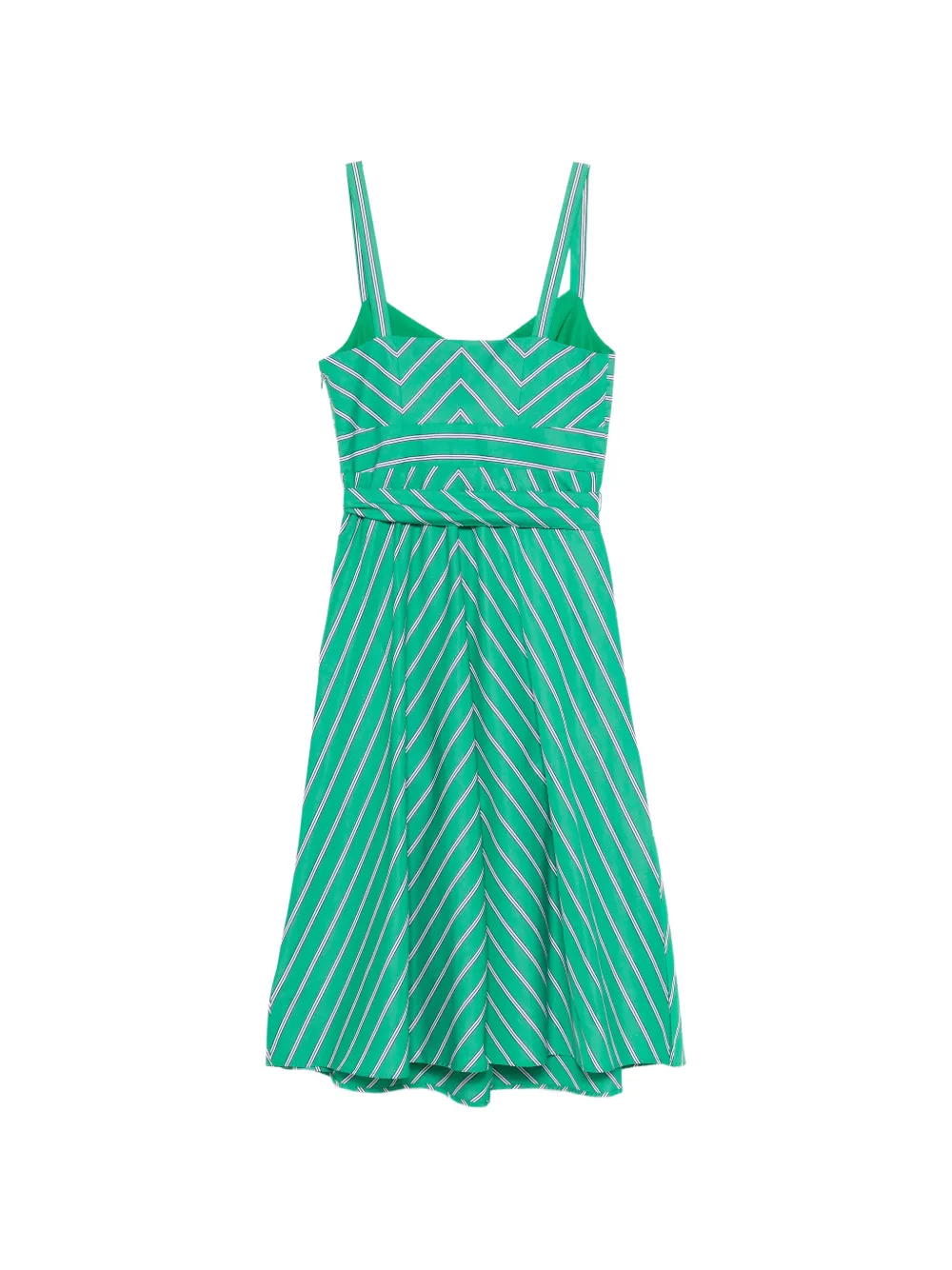 Lauren Ralph Lauren Gestreepte midi-jurk met gestrikte taille Groen