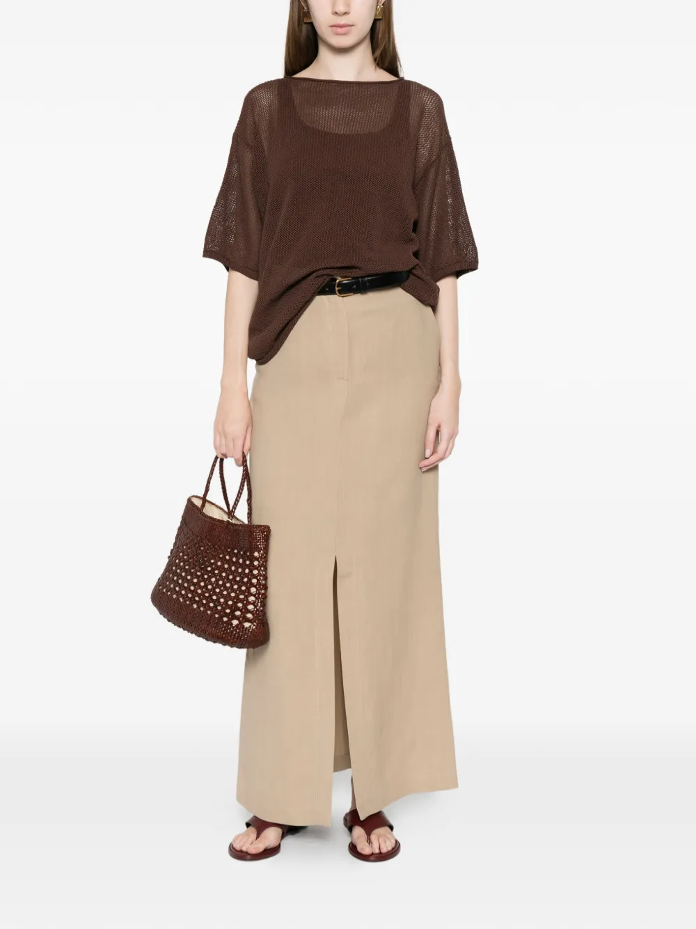  Antonelli Jamie Button Slit Skirt - Neutrals 