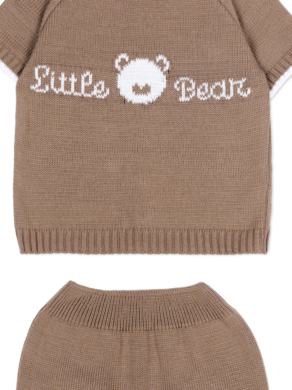  Little Bear Embroidered Trouser Set - Brown 