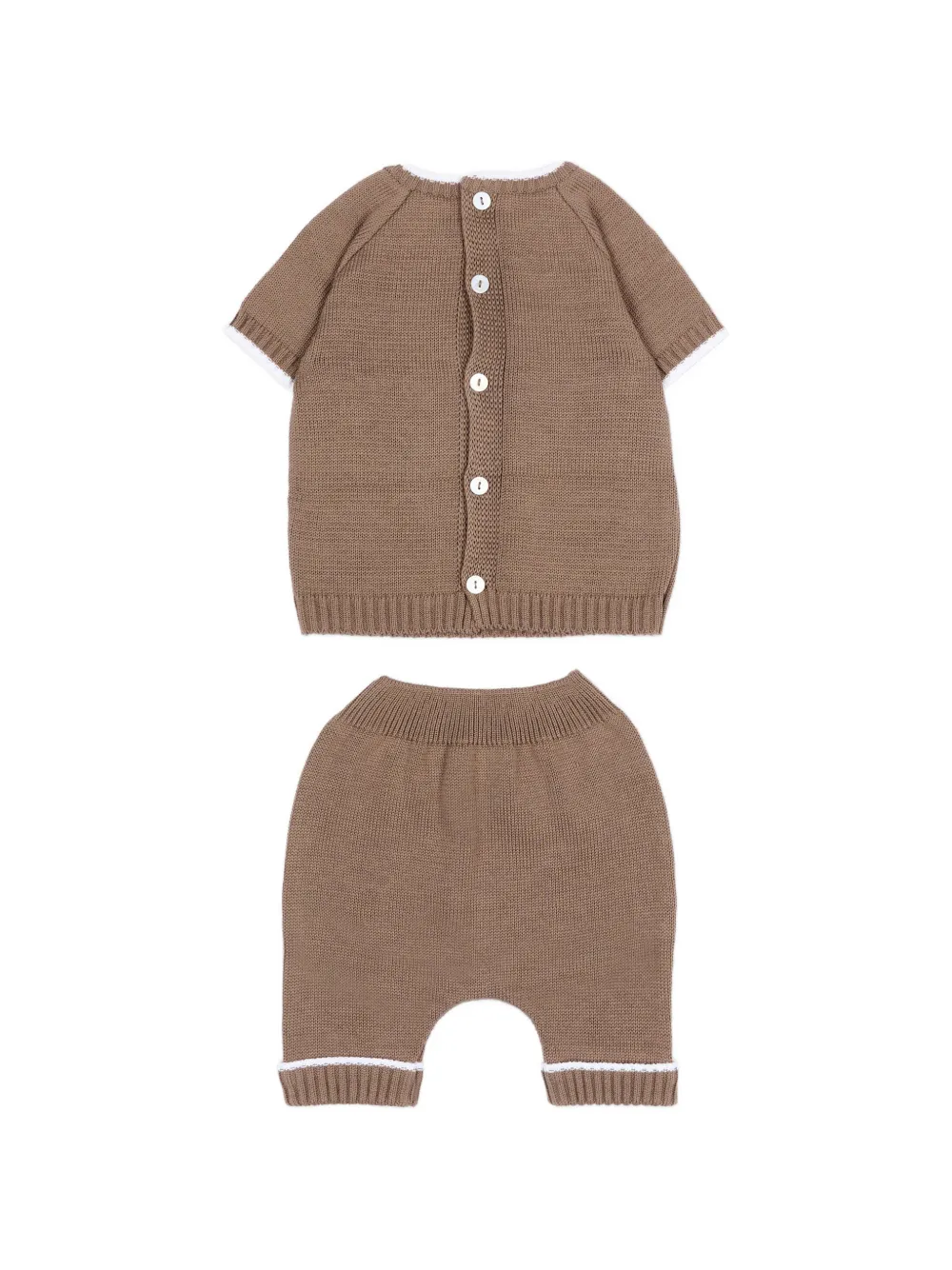  Little Bear Embroidered Trouser Set - Brown 