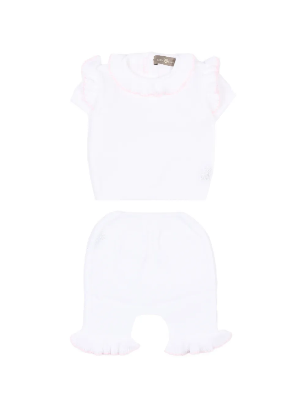 Little Bear ruffled trousers set - Bianco