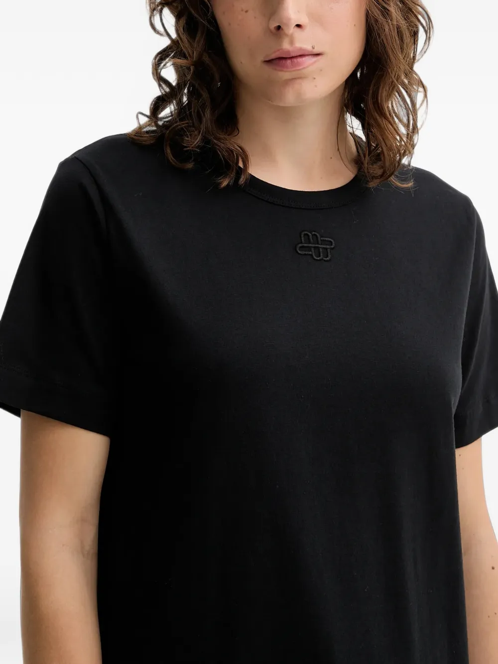 MUNTHE Tylie embroidered-detail cotton T-shirt Zwart