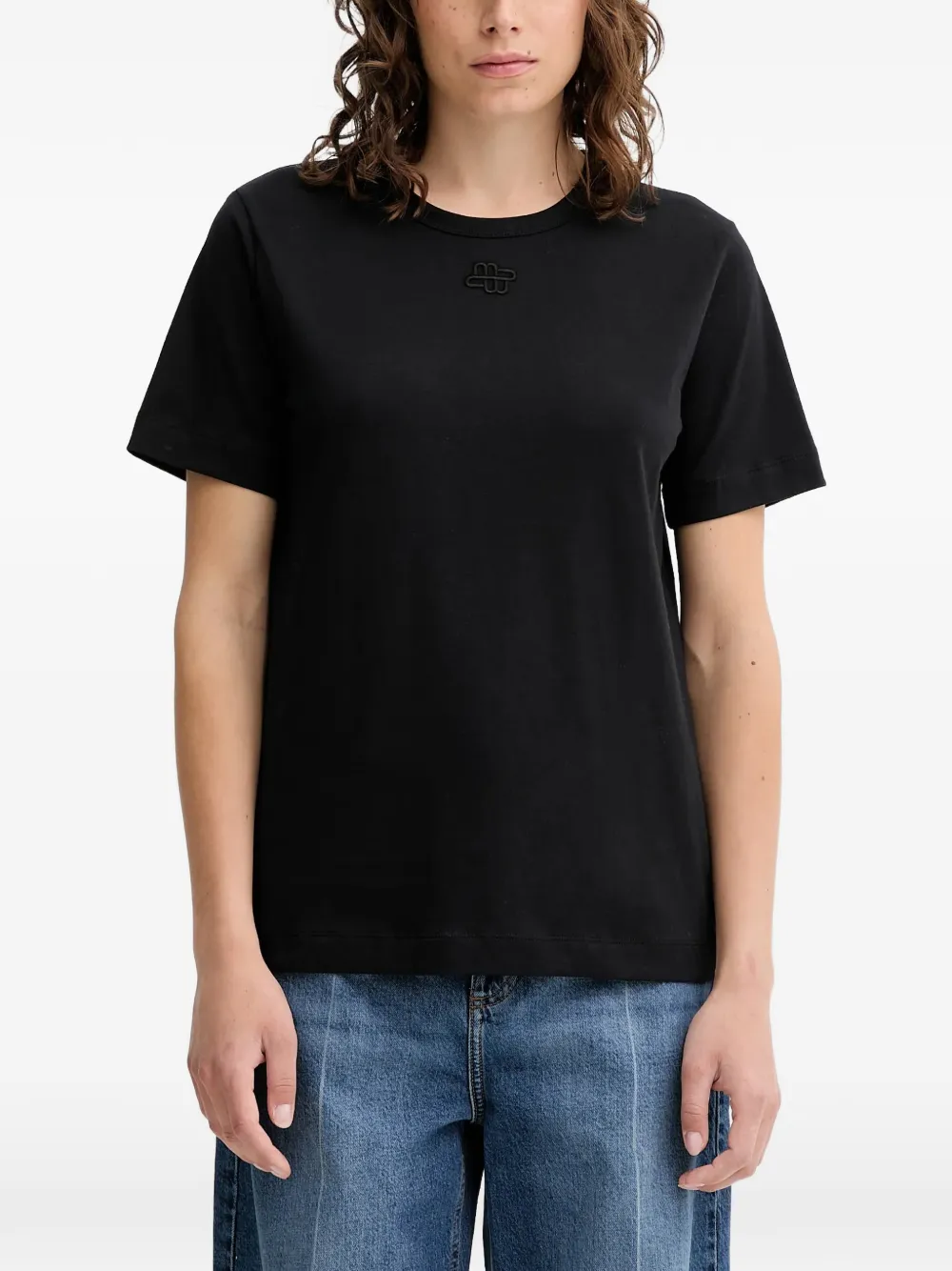 MUNTHE Tylie embroidered-detail cotton T-shirt - Nero