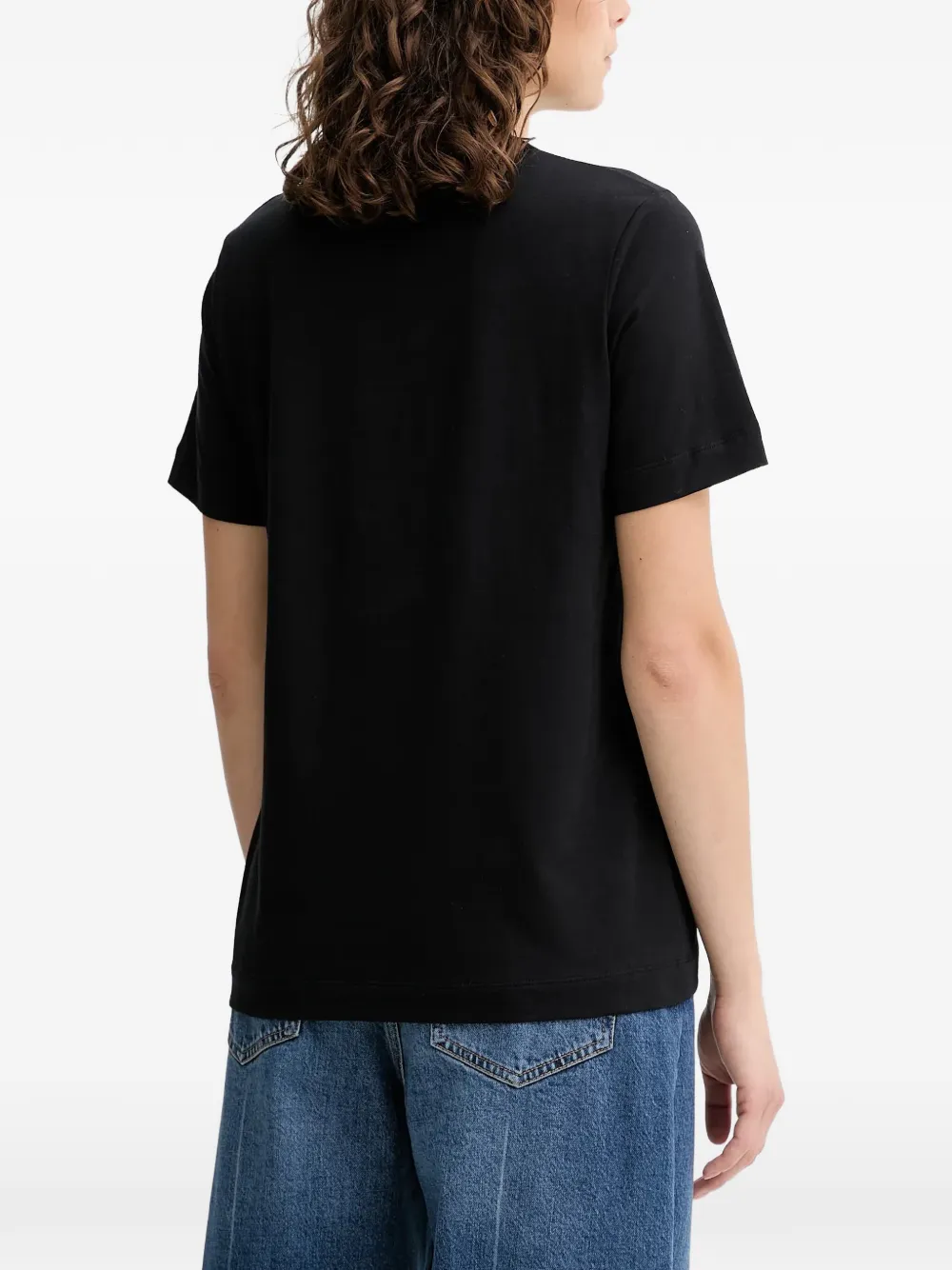 MUNTHE Tylie embroidered-detail cotton T-shirt Zwart