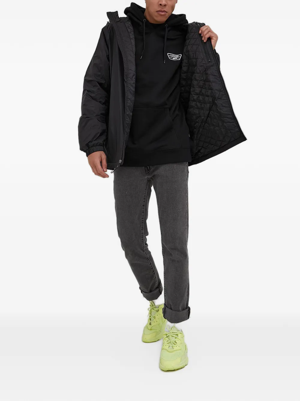 Vans logo-patch hoodie Zwart