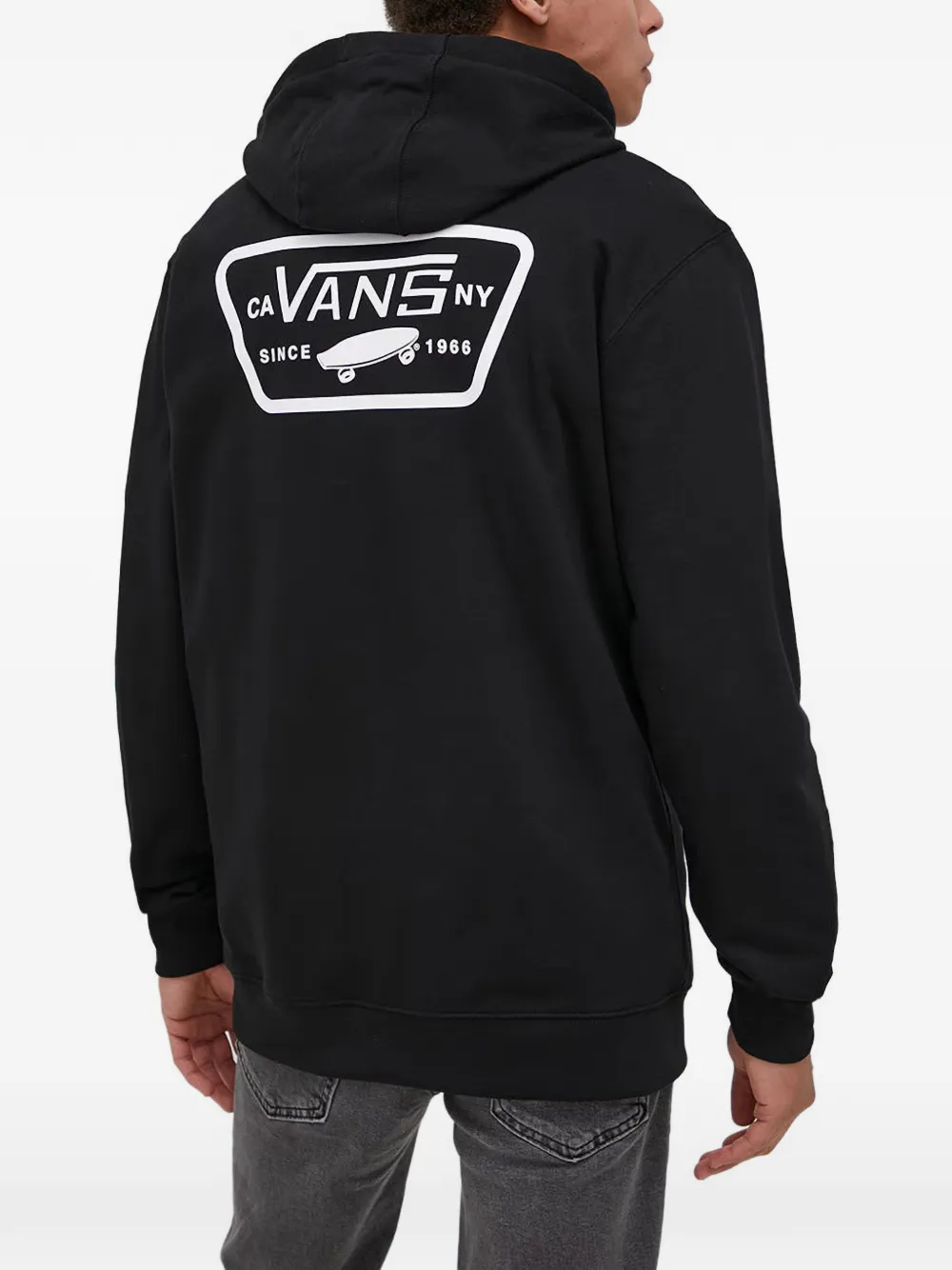 Vans logo-patch hoodie Zwart