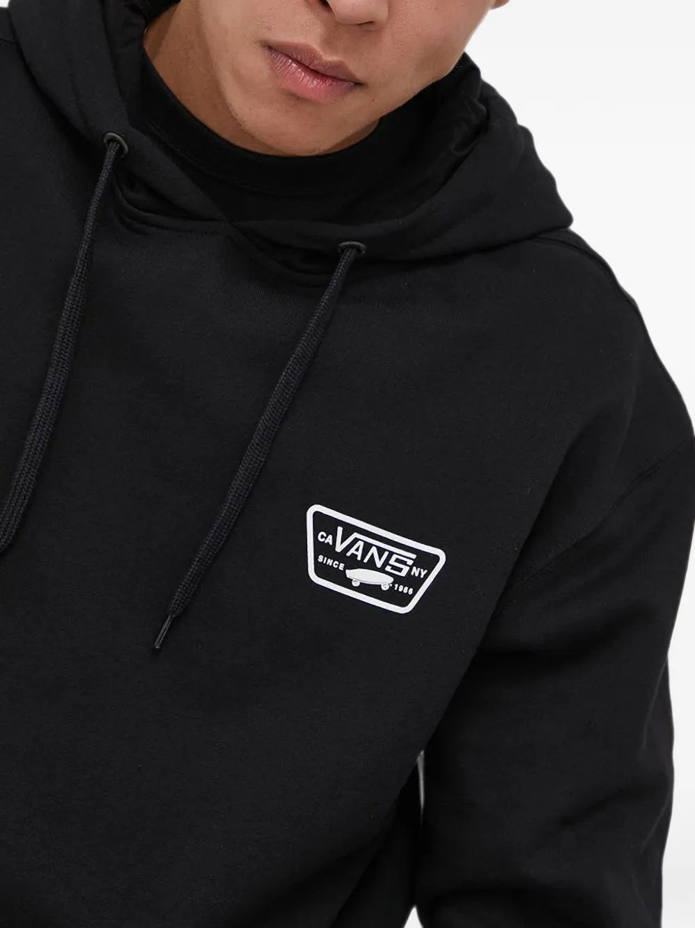 Vans logo-patch hoodie Zwart