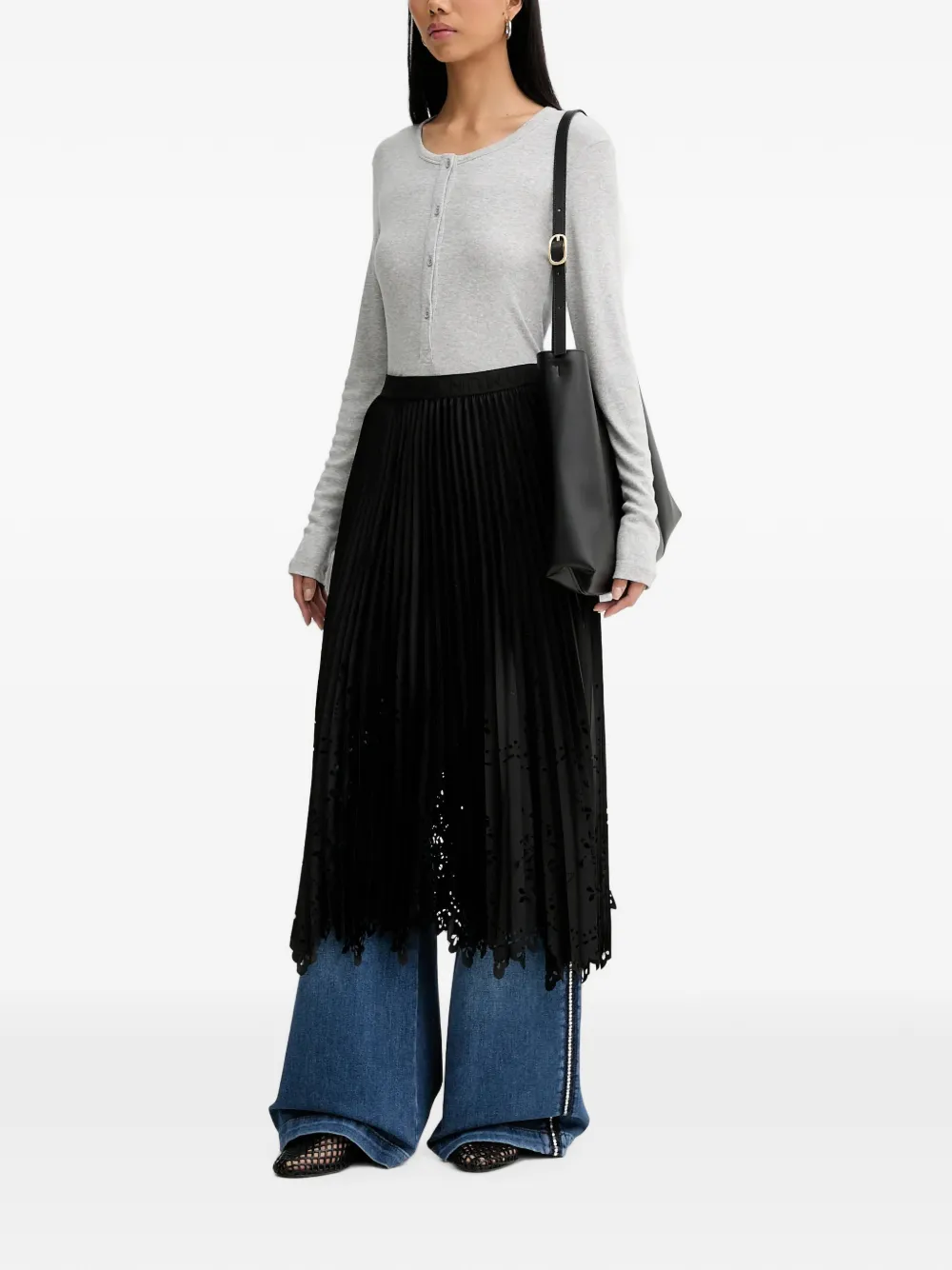 MUNTHE Grace ribgebreid T-shirt met lange mouwen Grijs