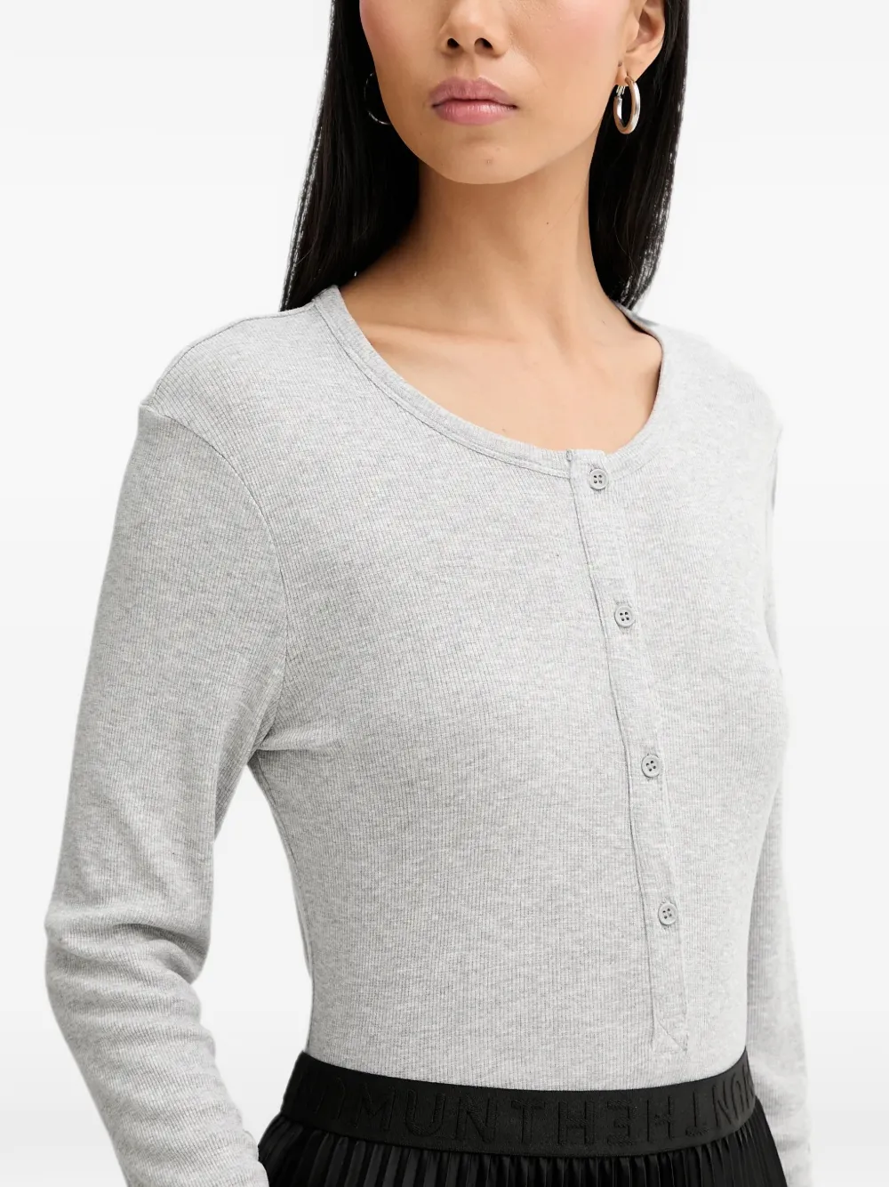 MUNTHE Grace ribgebreid T-shirt met lange mouwen Grijs