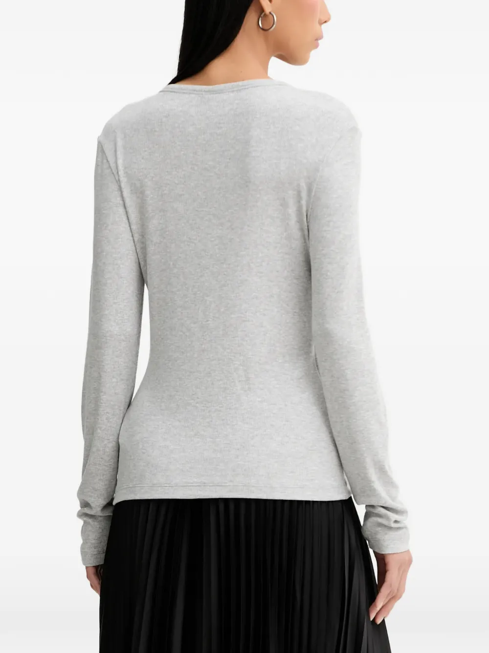 MUNTHE Grace ribgebreid T-shirt met lange mouwen Grijs
