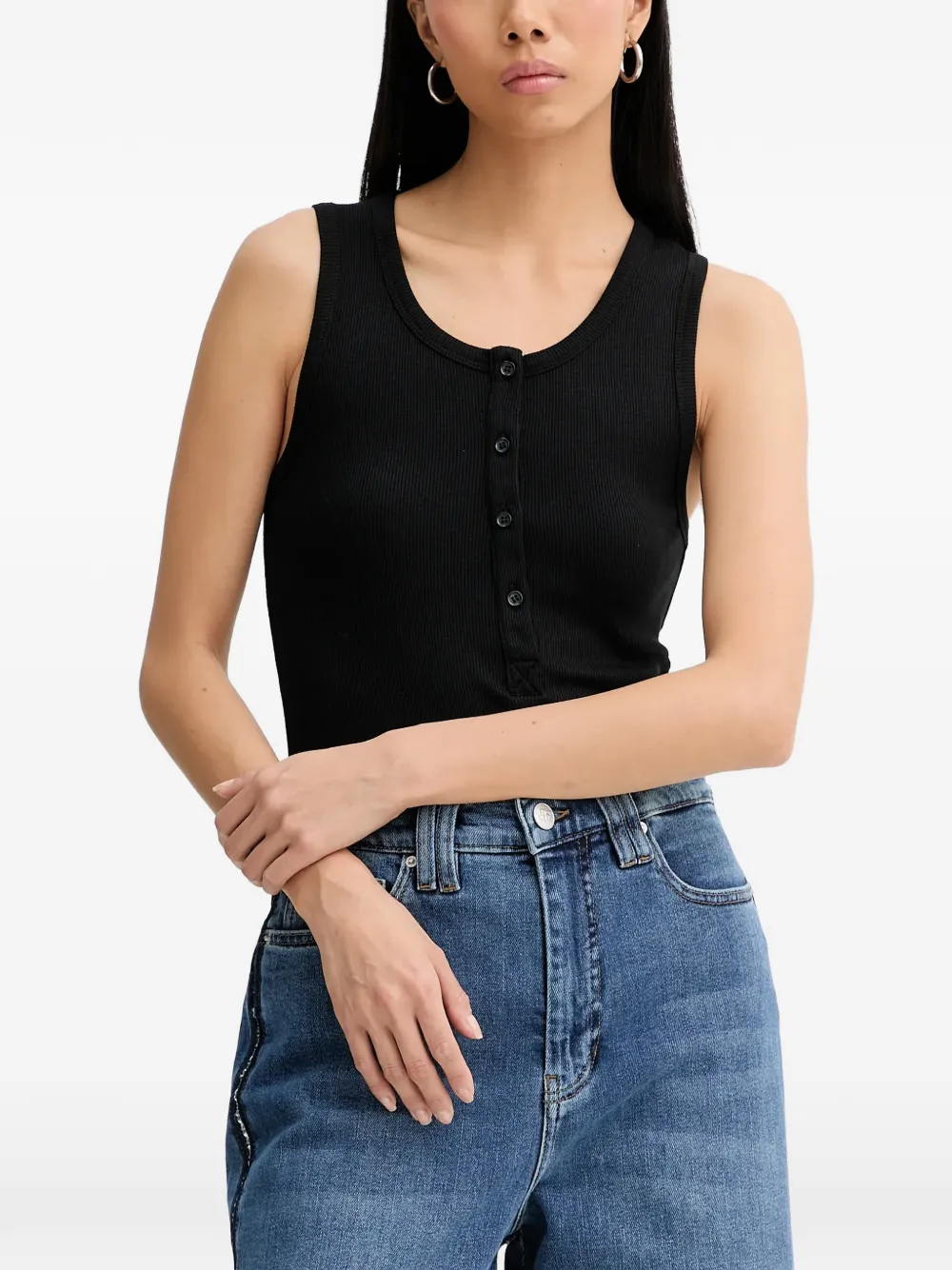 MUNTHE Boma ribbed-knit henley tank top - Nero