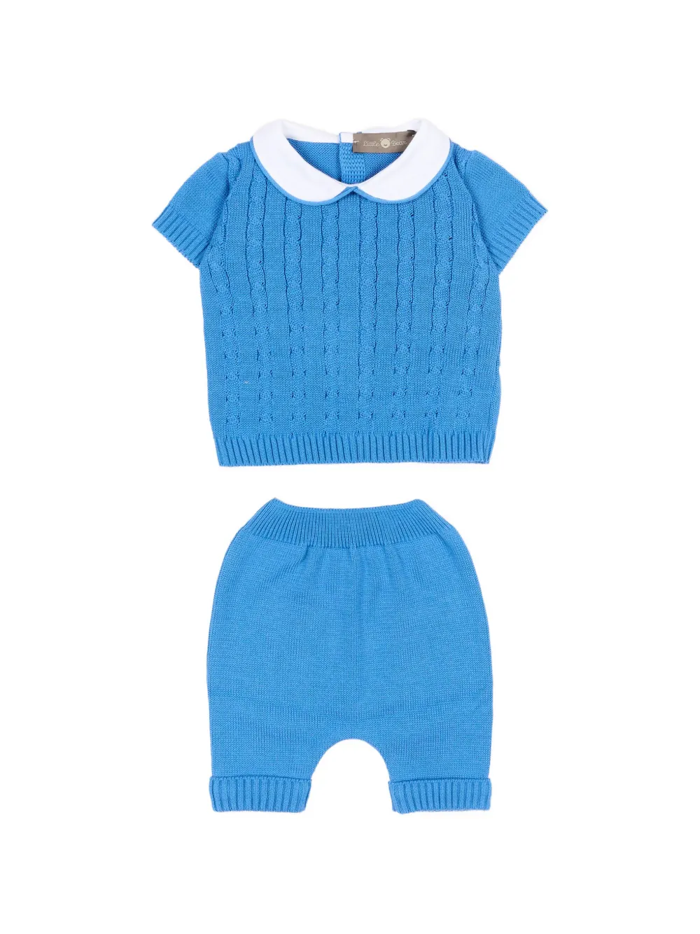 Little Bear collared knitted tousers - Blu