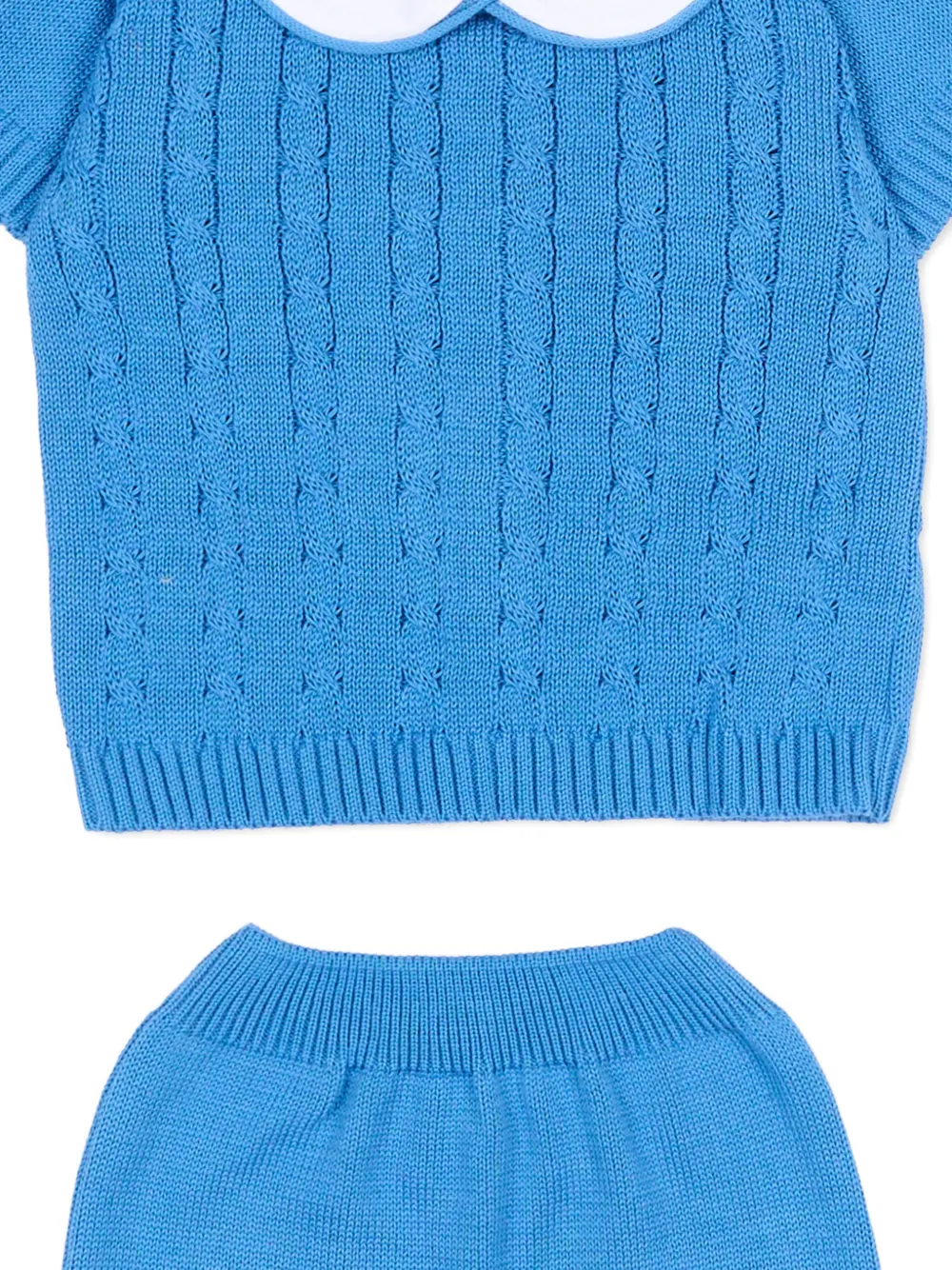  Little Bear Collared Knitted Trousers - Blue 