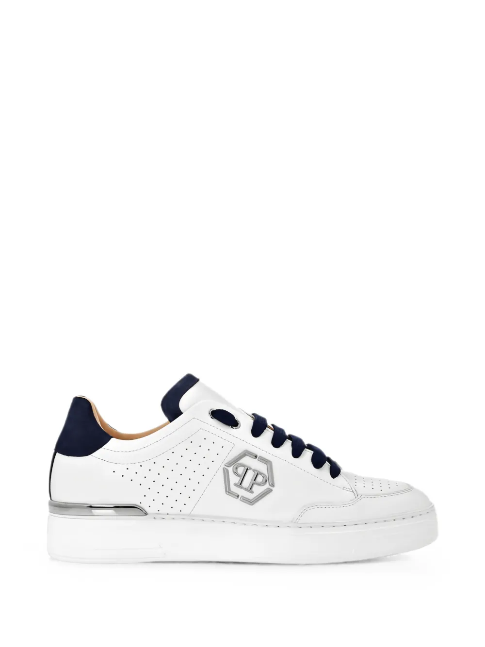 Philipp Plein Hexagon logo-plaque perforated sneakers - Bianco