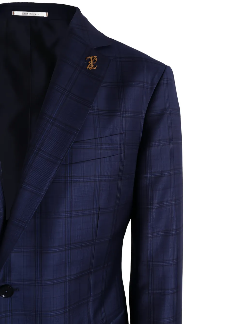 Pal Zileri Vicenza geruite wollen blazer met enkele rij knopen Blauw