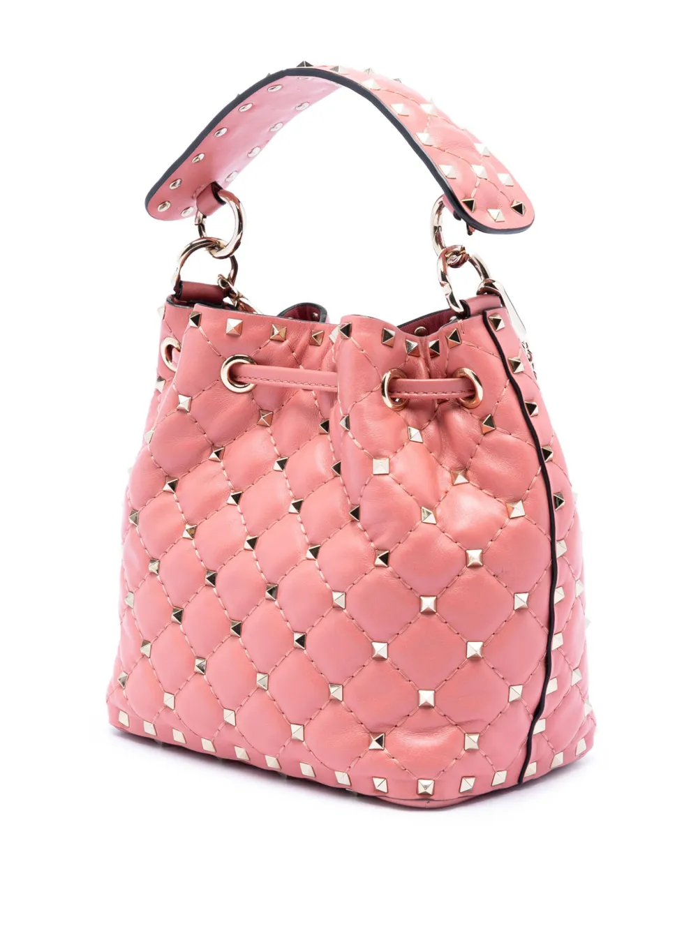 2016 Small Leather Rockstud Spike Bucket Bag Satchel