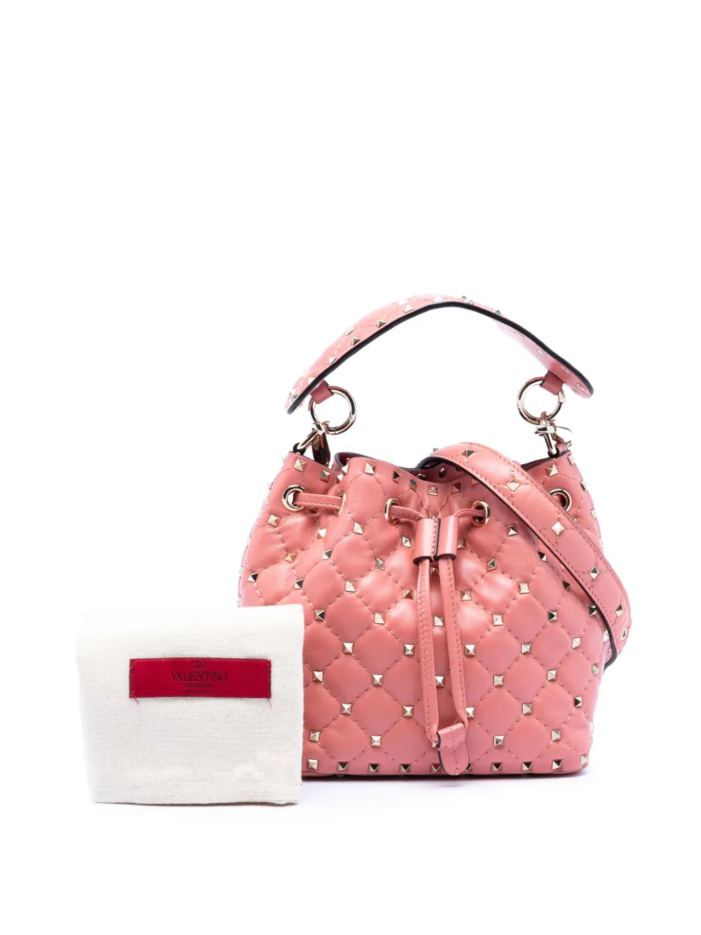 2016 Small Leather Rockstud Spike Bucket Bag Satchel