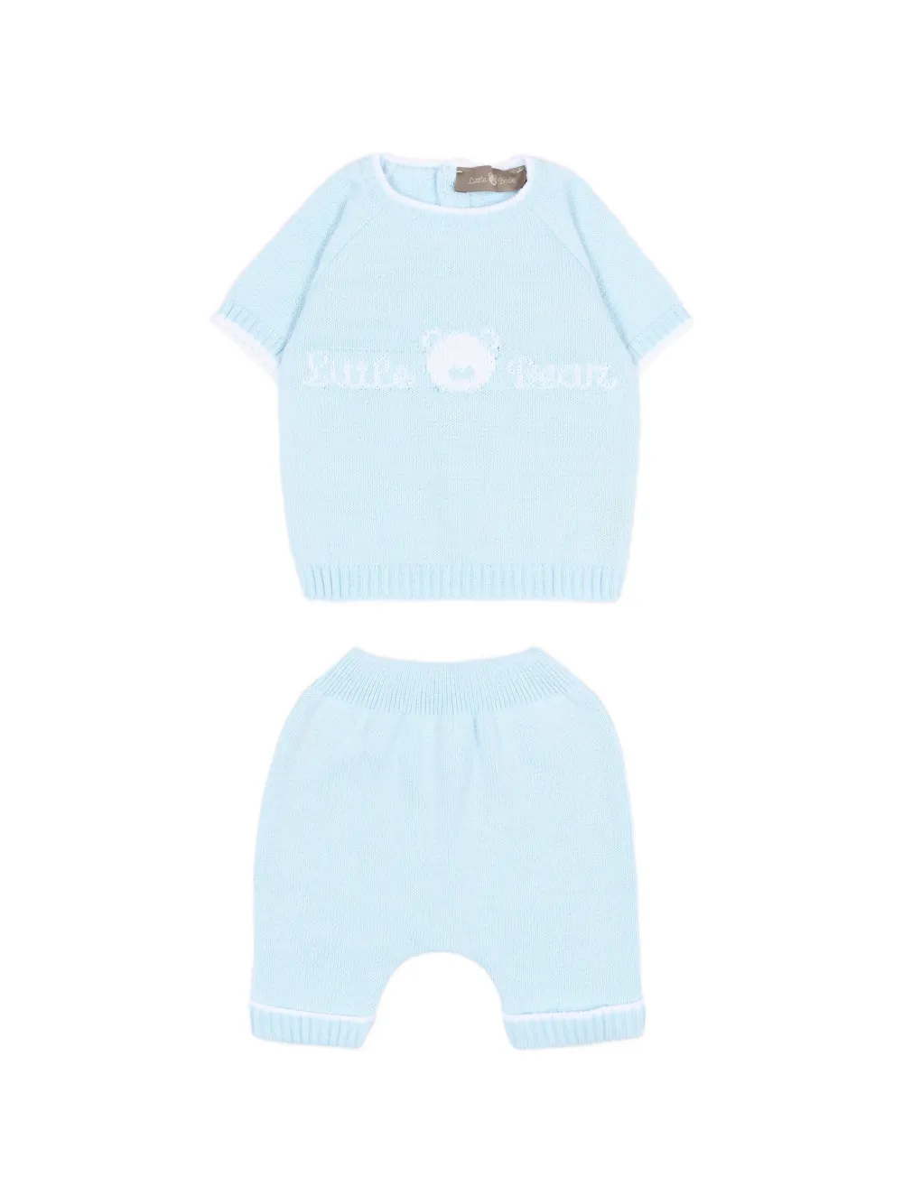 Little Bear ribbed-hem trousers set - Blu