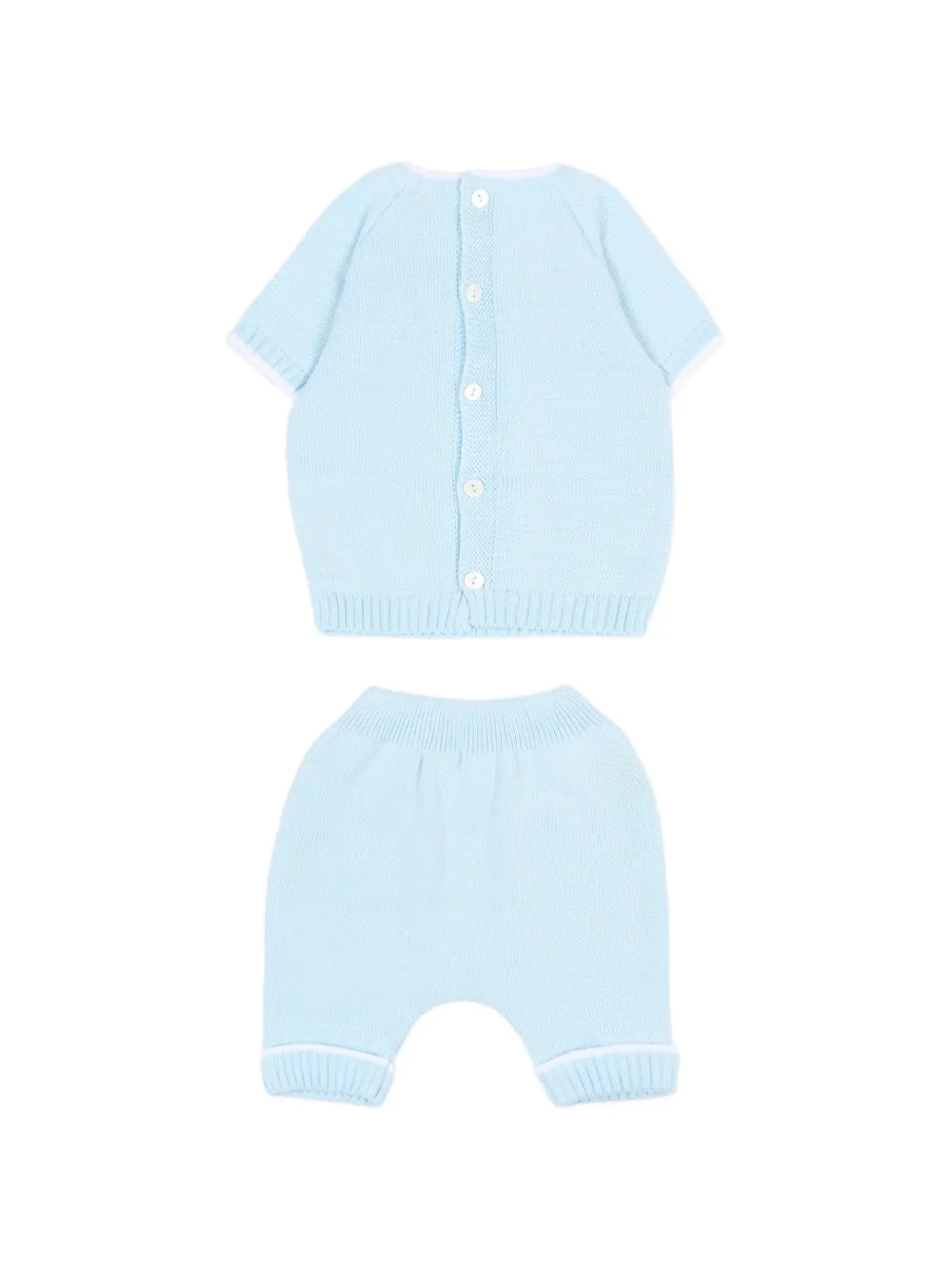  Little Bear Ribbed-hem Trousers Set - Blue 