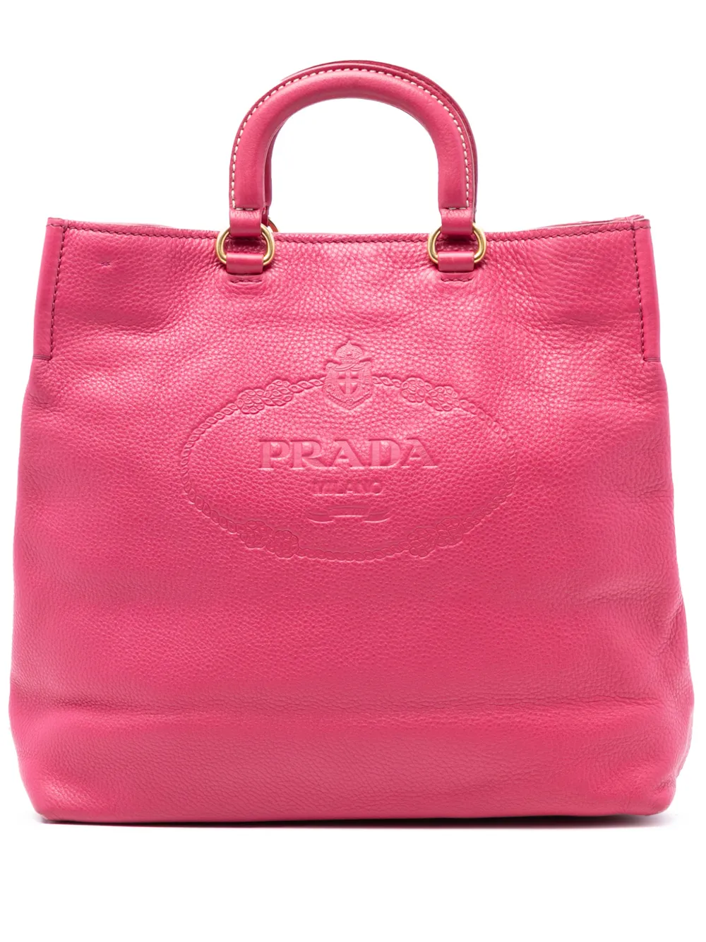 Prada Pre-Owned 2013-2026 Vitello Daino Embossed Canapa Logo Open Convertible Tote satchel - Rosa