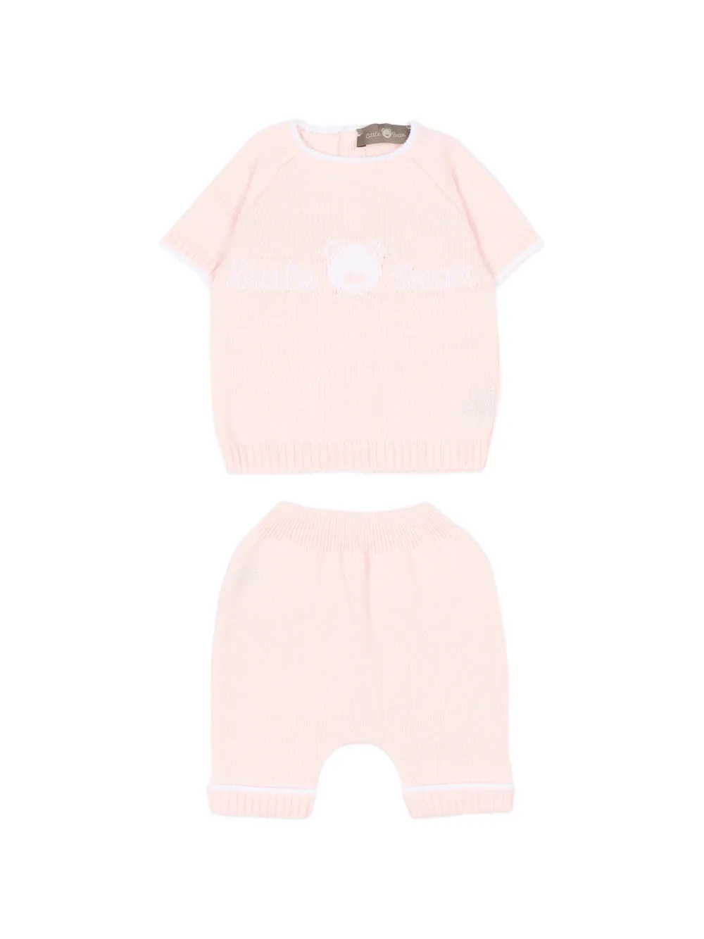 Little Bear ribbed-hem trousers set - Rosa