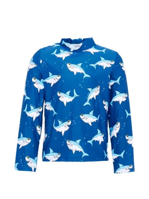 MC2 Saint Barth Kids shark-print long-sleeve UV swimwear