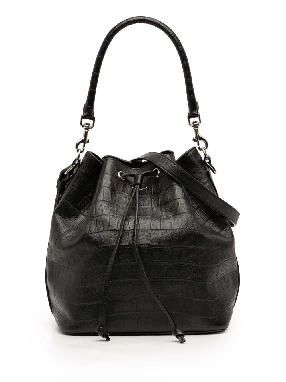 Saint Laurent Pre-Owned 2014 Crocodile Embossed Calfskin Emmanuelle bucket bag - Nero