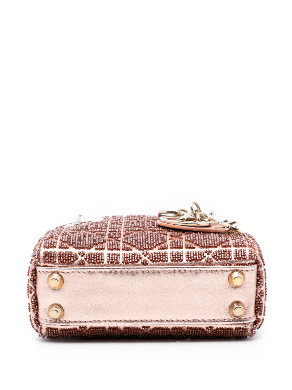 2023 Micro Metallic Calfskin Cannage Beaded Lady Dior Satchel