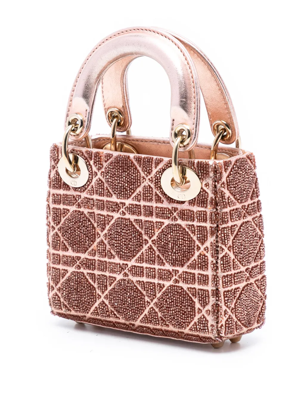 2023 Micro Metallic Calfskin Cannage Beaded Lady Dior Satchel