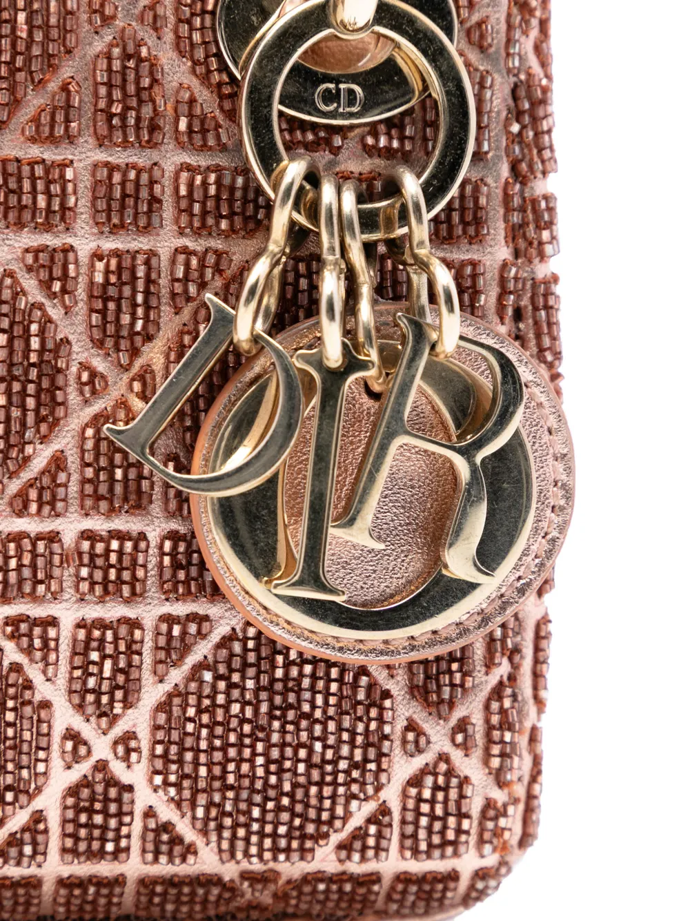 2023 Micro Metallic Calfskin Cannage Beaded Lady Dior Satchel