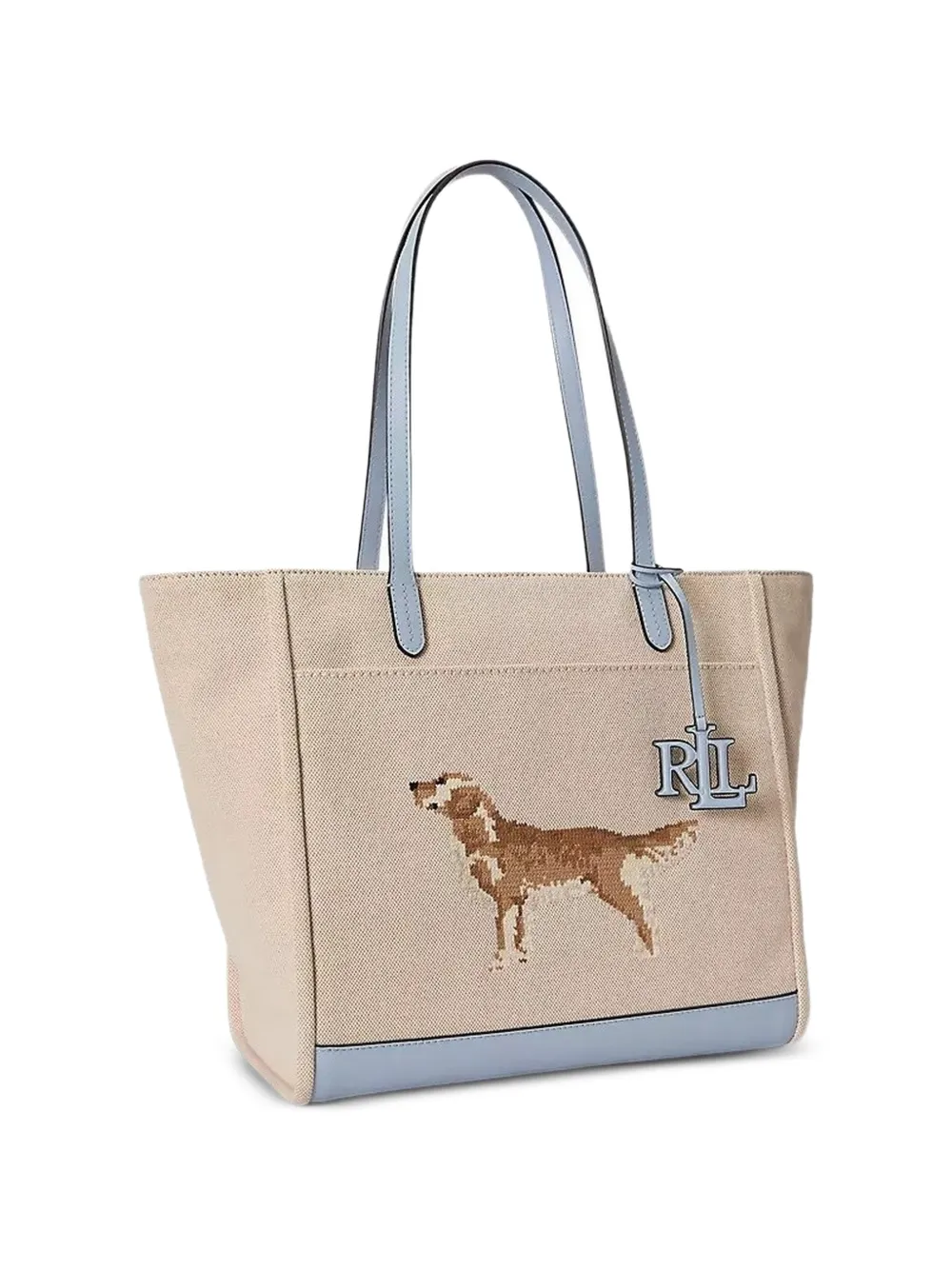 Lauren Ralph Lauren large Cameryn dog-embroidery tote bag - Toni neutri