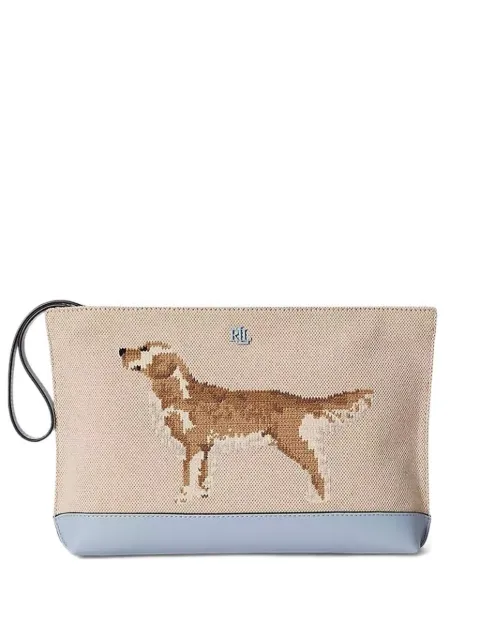 Lauren Ralph Lauren cosmetiquera grande con bordado de perro