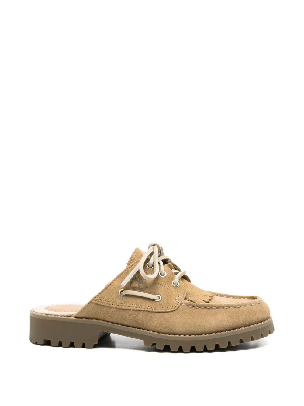 Timberland fringed lace-up mules Beige