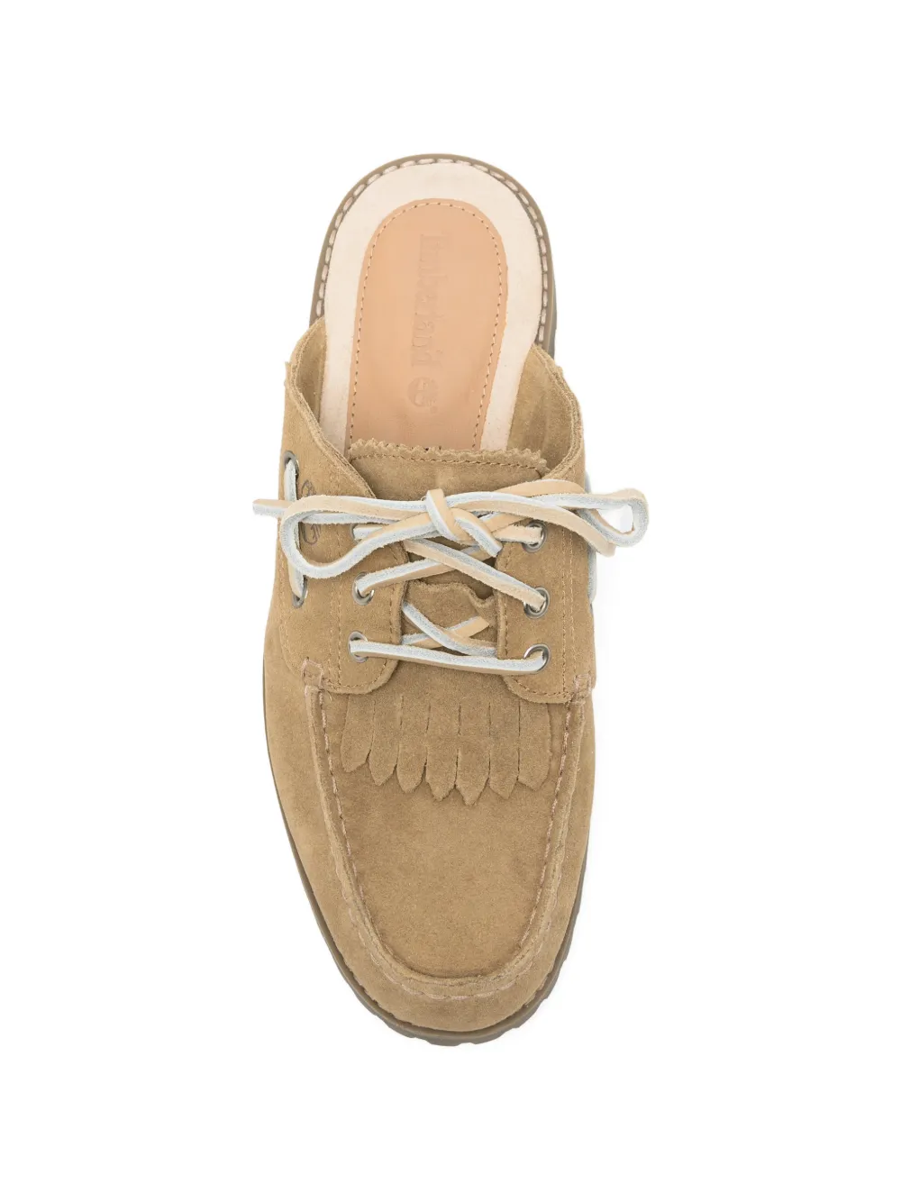 Timberland fringed lace-up mules Beige