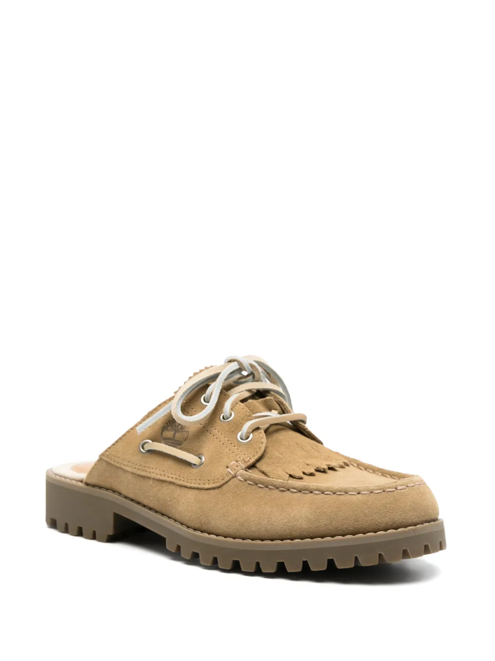 Timberland fringed lace-up mules Beige