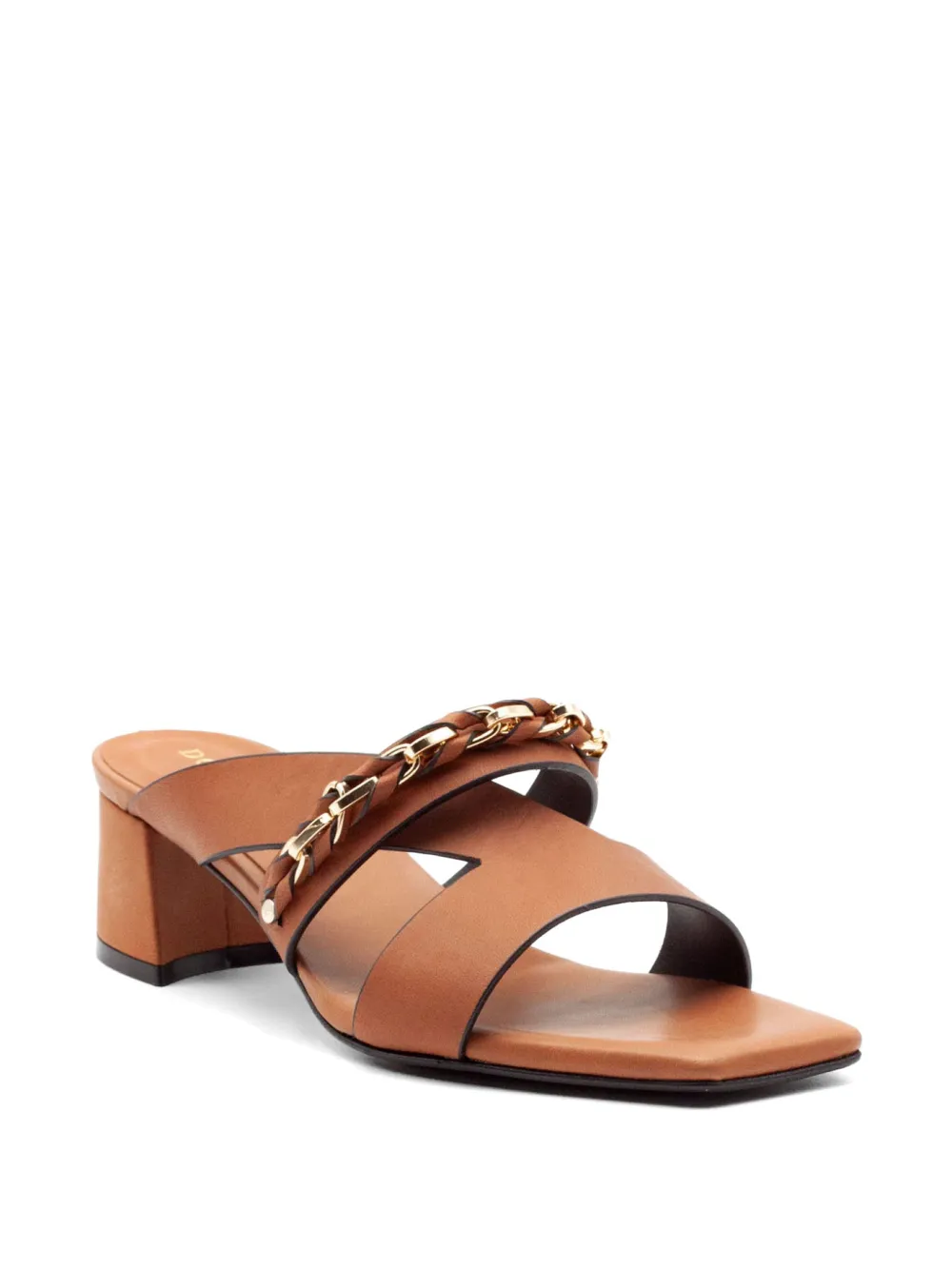  Donnarì Crossed Straps Chain Sandals - Brown 