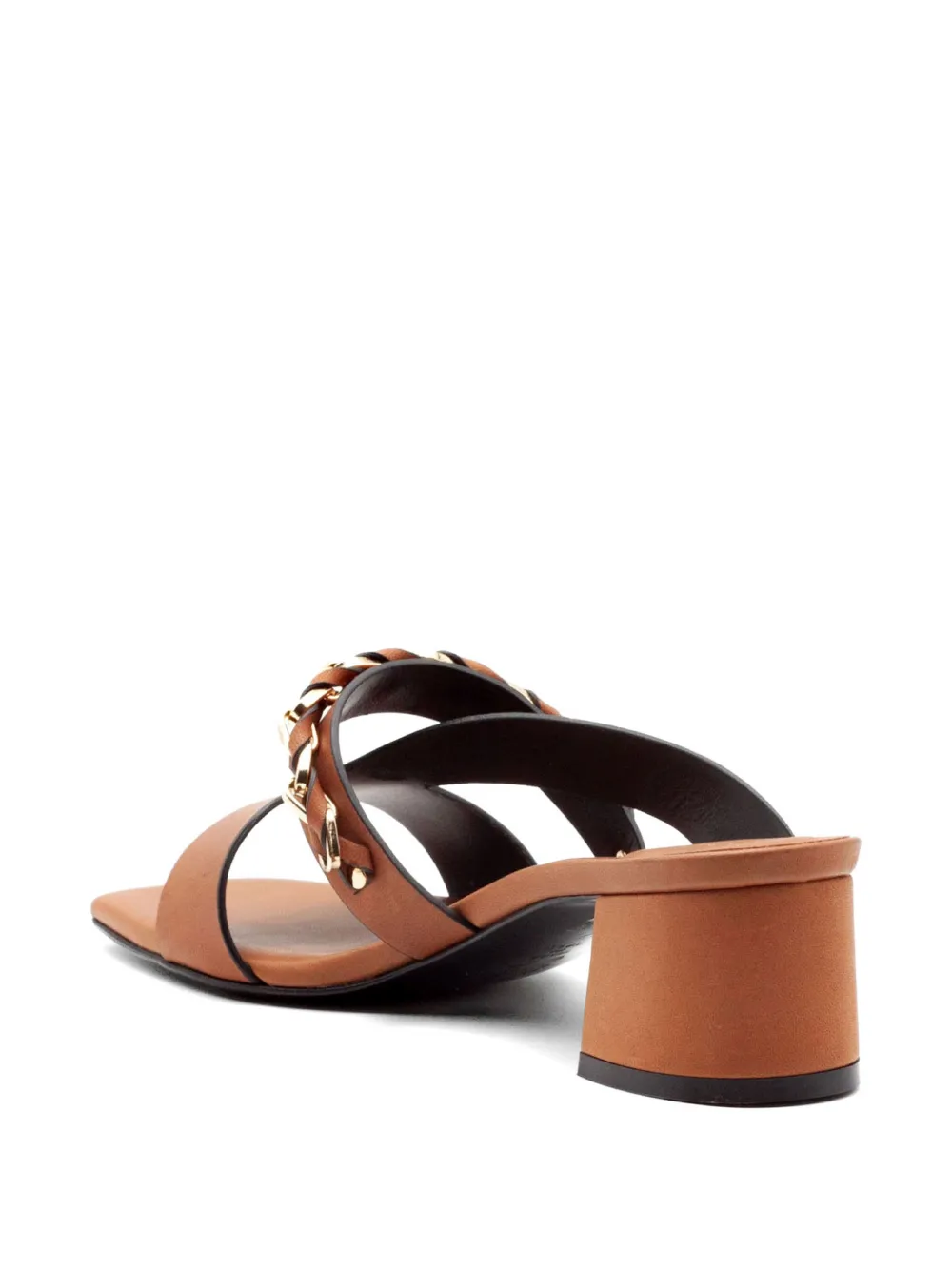  Donnarì Crossed Straps Chain Sandals - Brown 