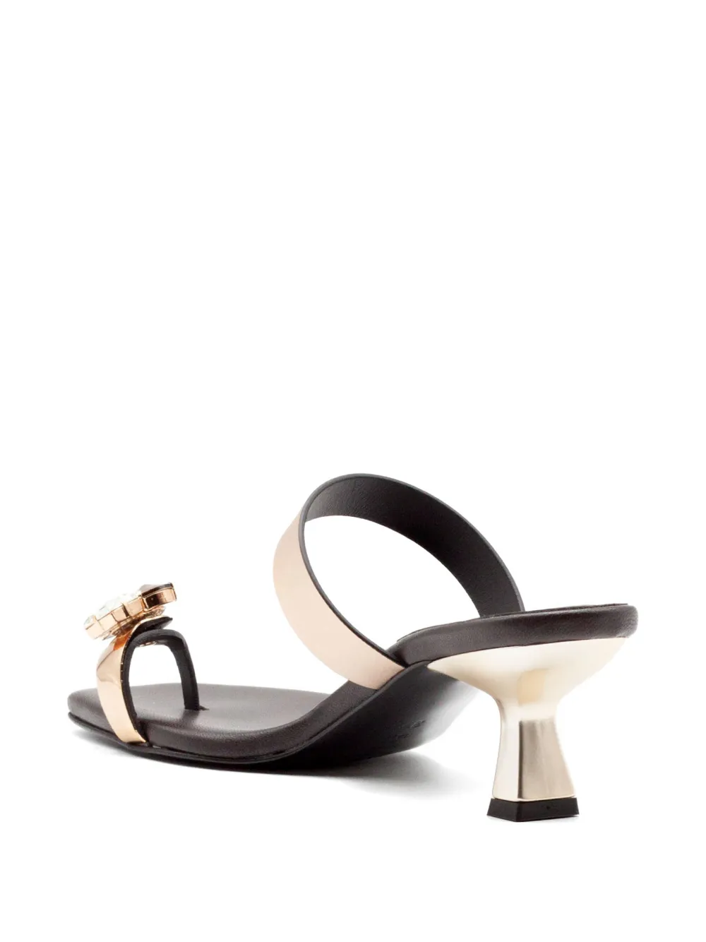  Donnarì Jewel Strap Leather Sandals - Brown 