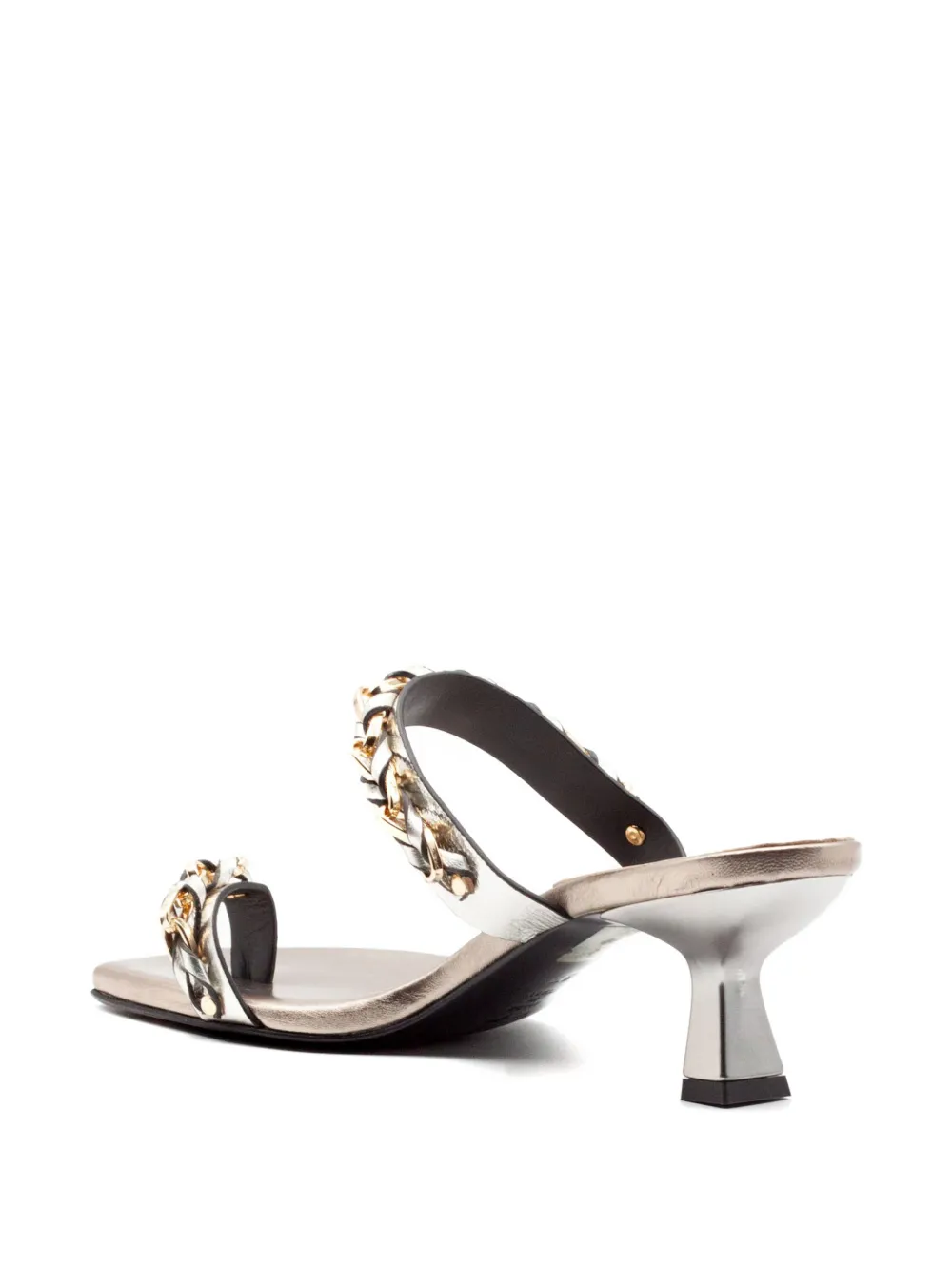  Donnarì Laminated Chain Strap Sandals - White 