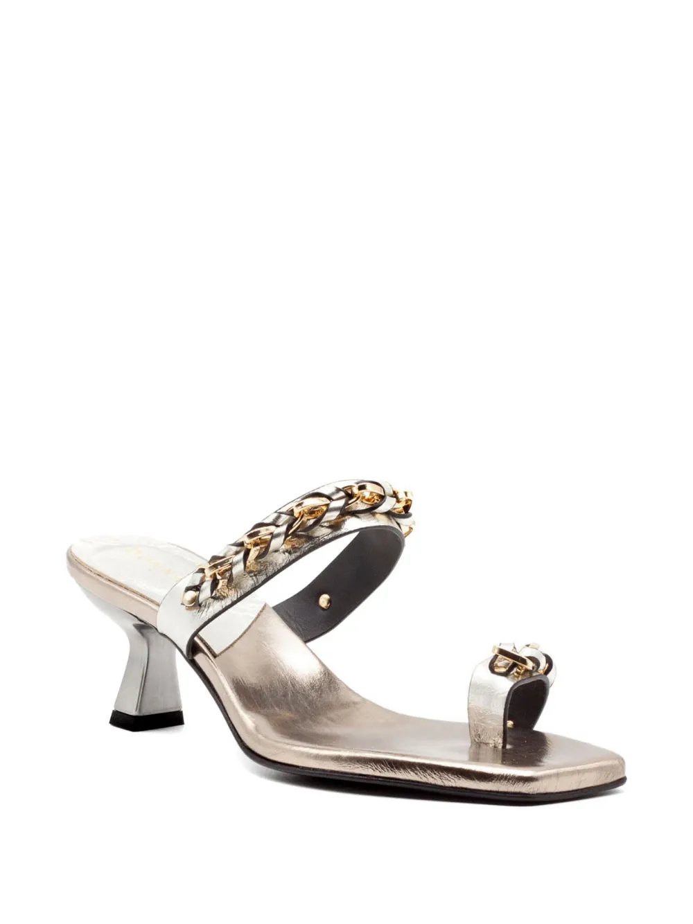  Donnarì Laminated Chain Strap Sandals - White 