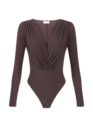 Elisabetta Franchi シアーニット ボディスーツ | ブラウン | FARFETCH JP