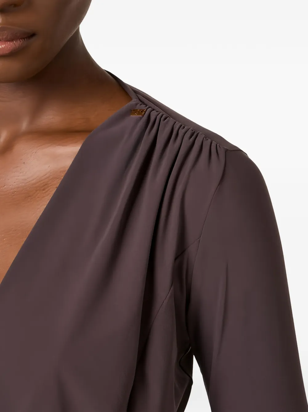  Elisabetta Franchi Draping Metal-logo Bodysuit - Brown 