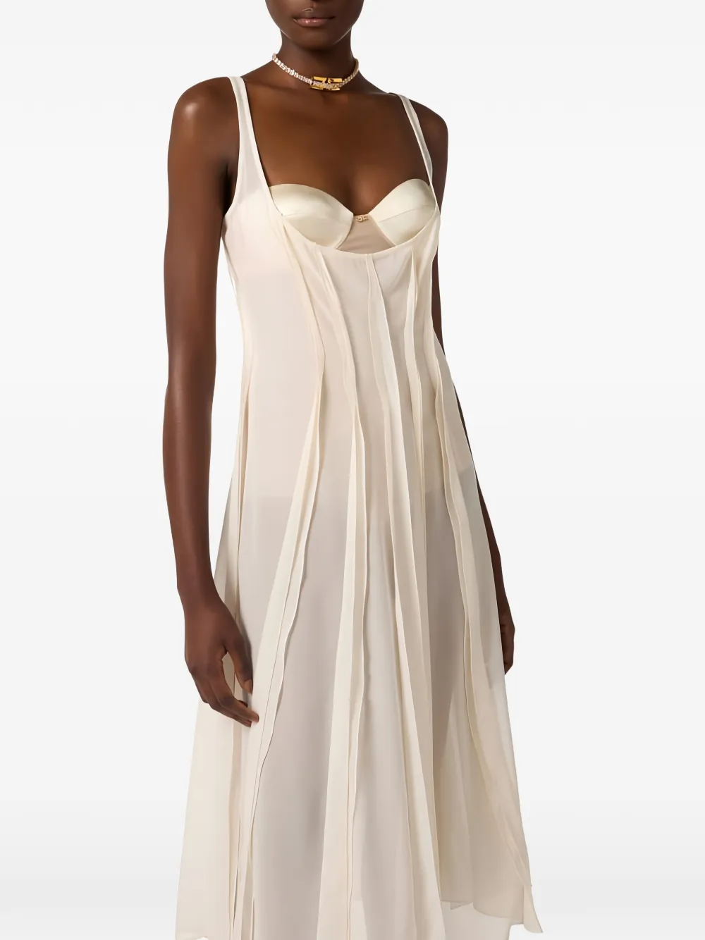 Elisabetta Franchi tulle midi dress - Nude