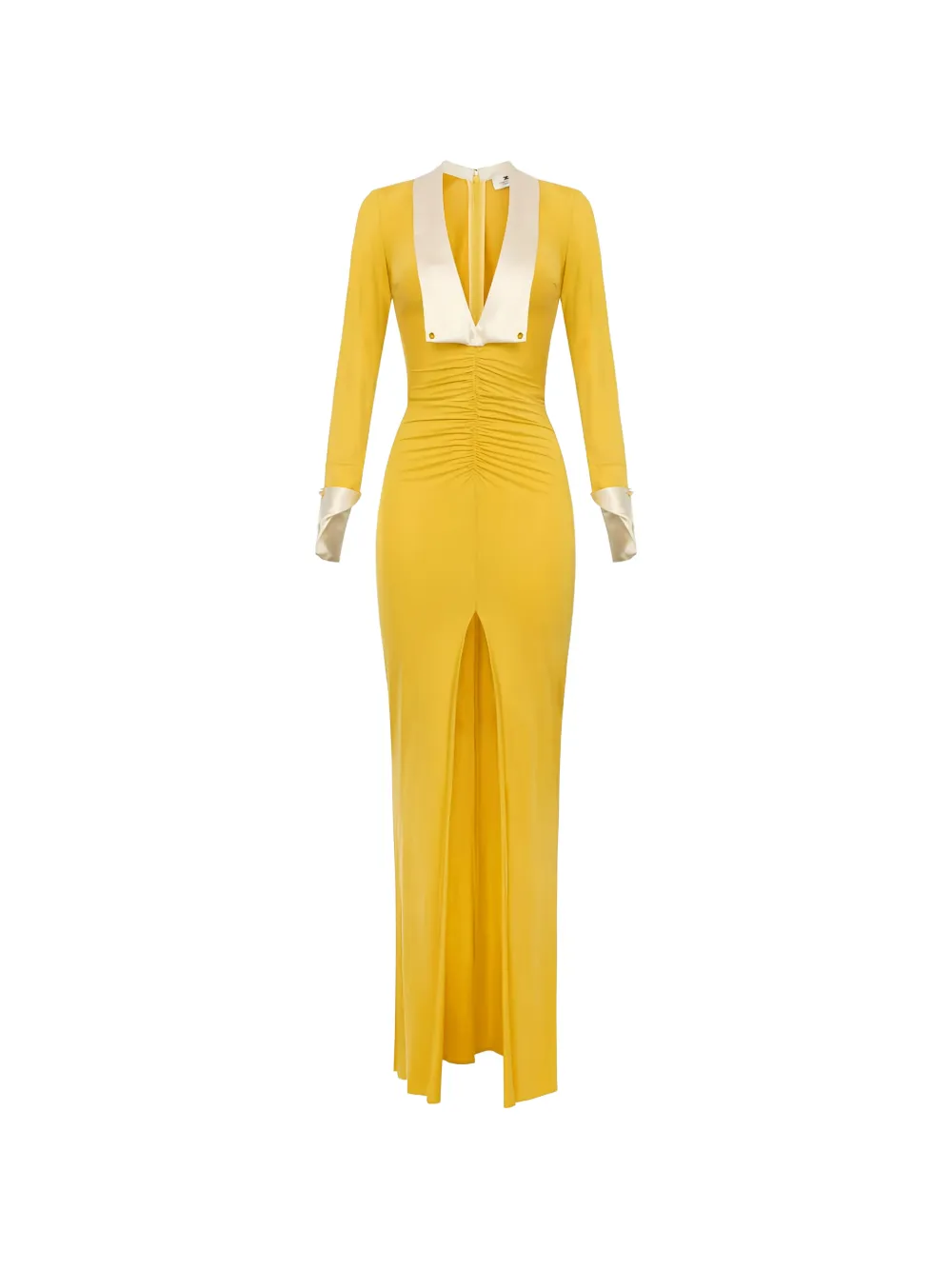 Elisabetta Franchi wide-lapels slim-fit maxi dress - Giallo