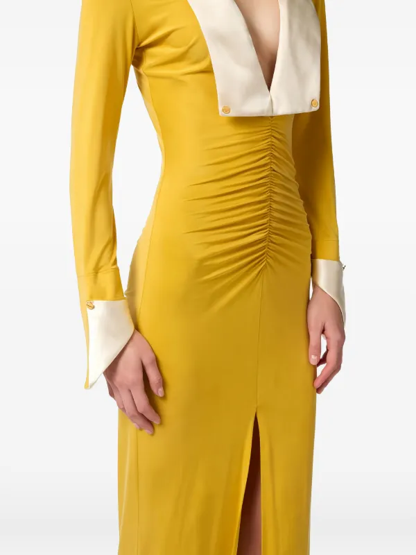 Elisabetta Franchi wide-lapels slim-fit Maxi Dress | Yellow | FARFETCH