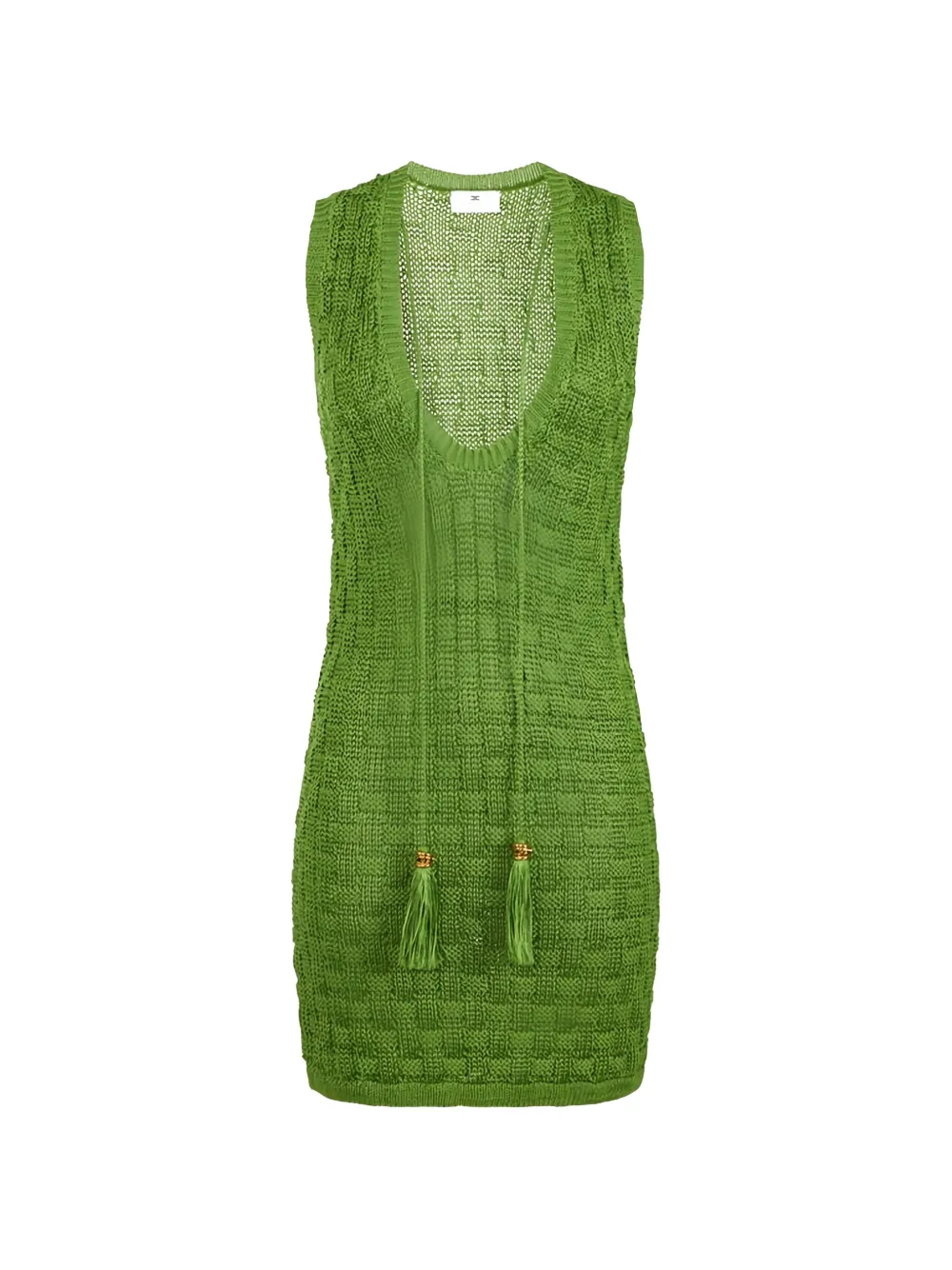 Elisabetta Franchi basket-stitch tassel mini dress - Verde
