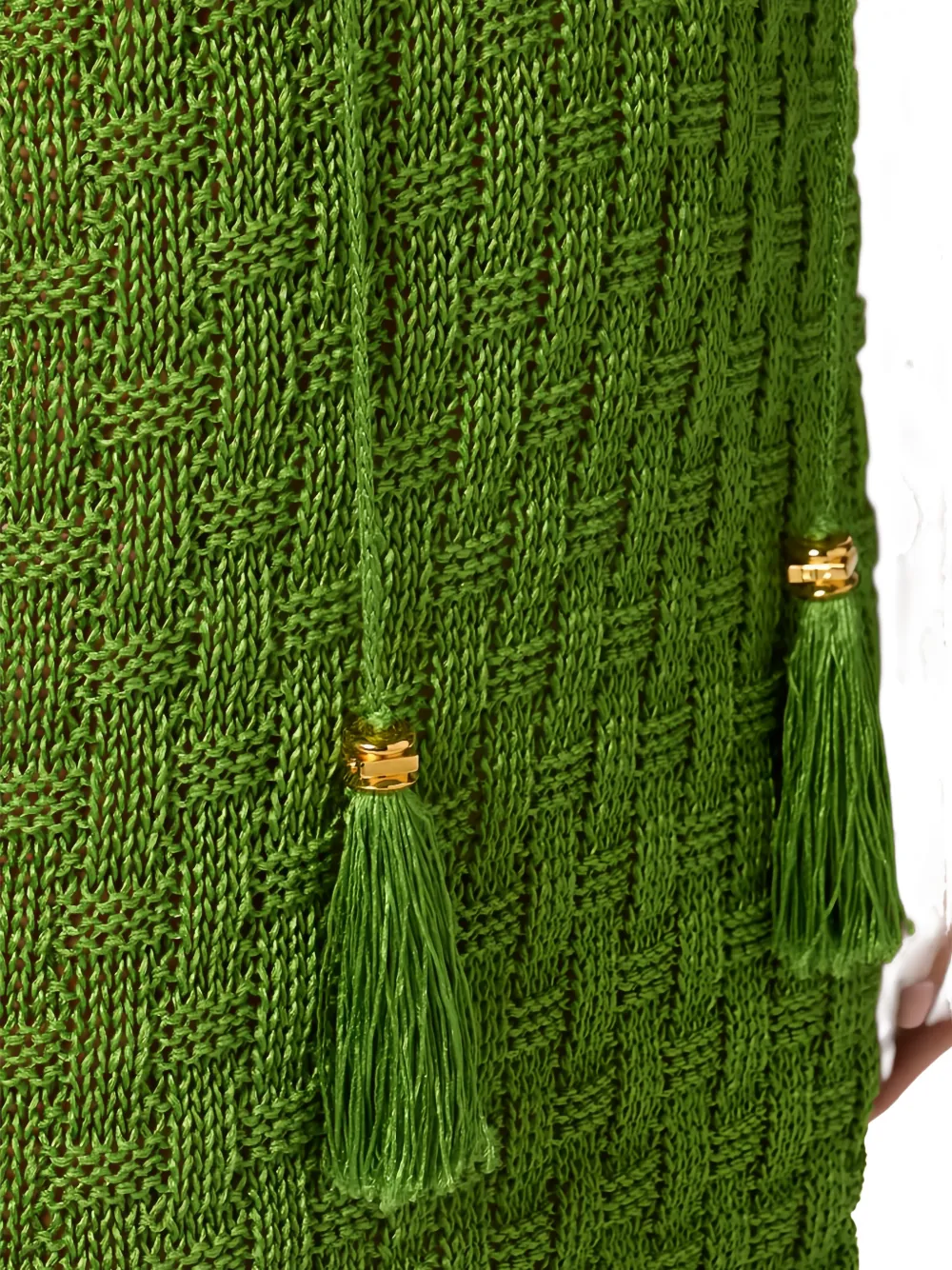 Elisabetta Franchi Gebreide mini-jurk met kwastjes Groen