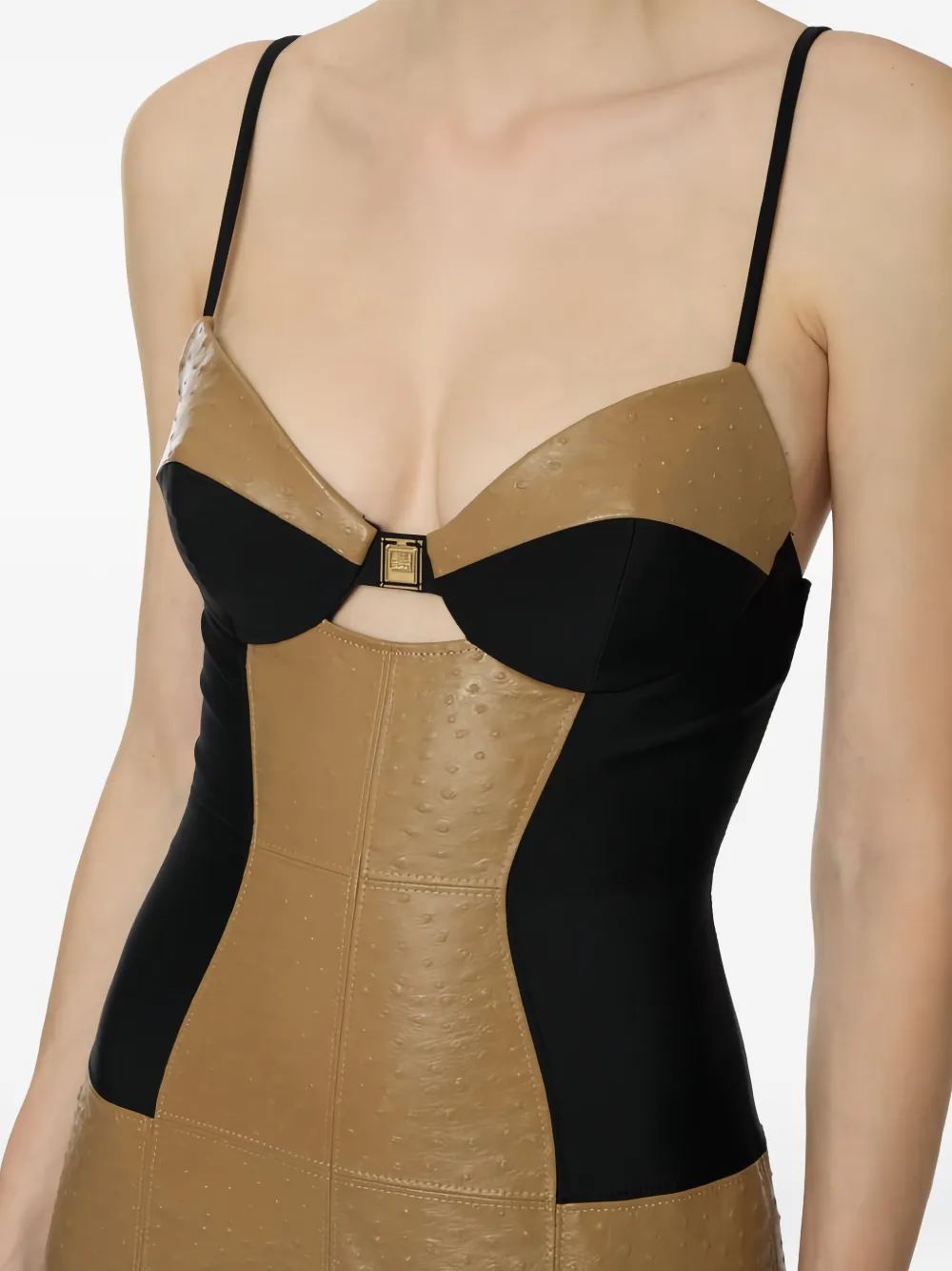 Elisabetta Franchi Jurk met struisvogel-print Bruin
