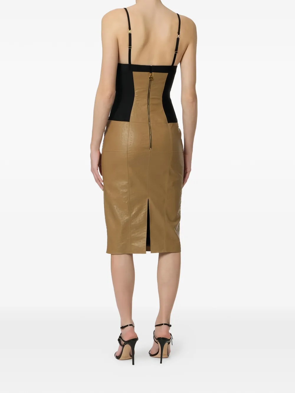 Elisabetta Franchi Jurk met struisvogel-print Bruin